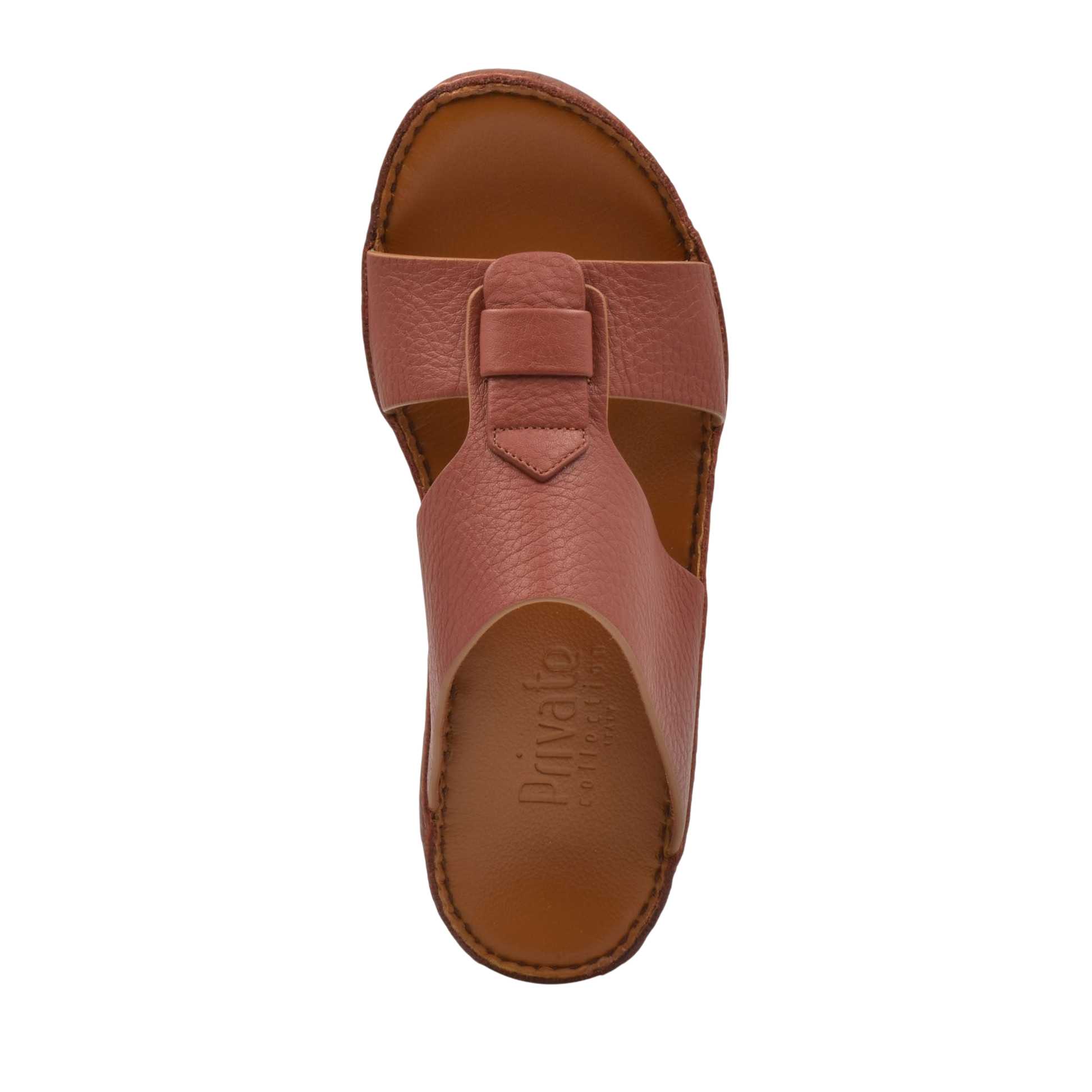 Brown granulato leather footwear slip-on sandal with cushioned sole from Private Collection