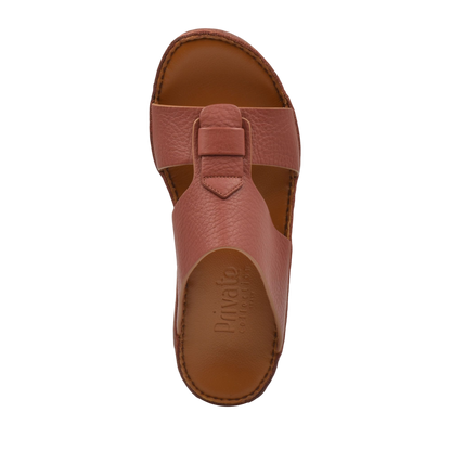 Brown granulato leather footwear slip-on sandal with cushioned sole from Private Collection