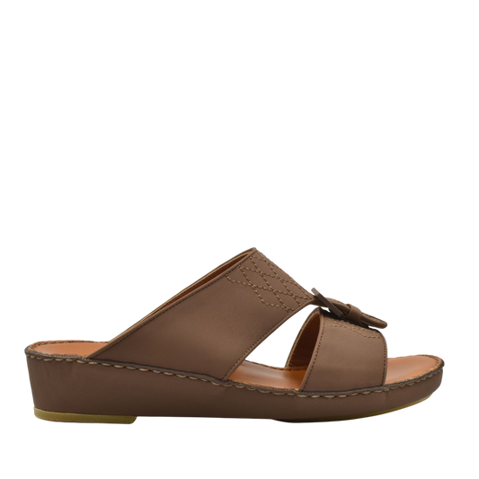 Brown Italian Leather Sandals with slip-on design and cushioned sole from Private Collection