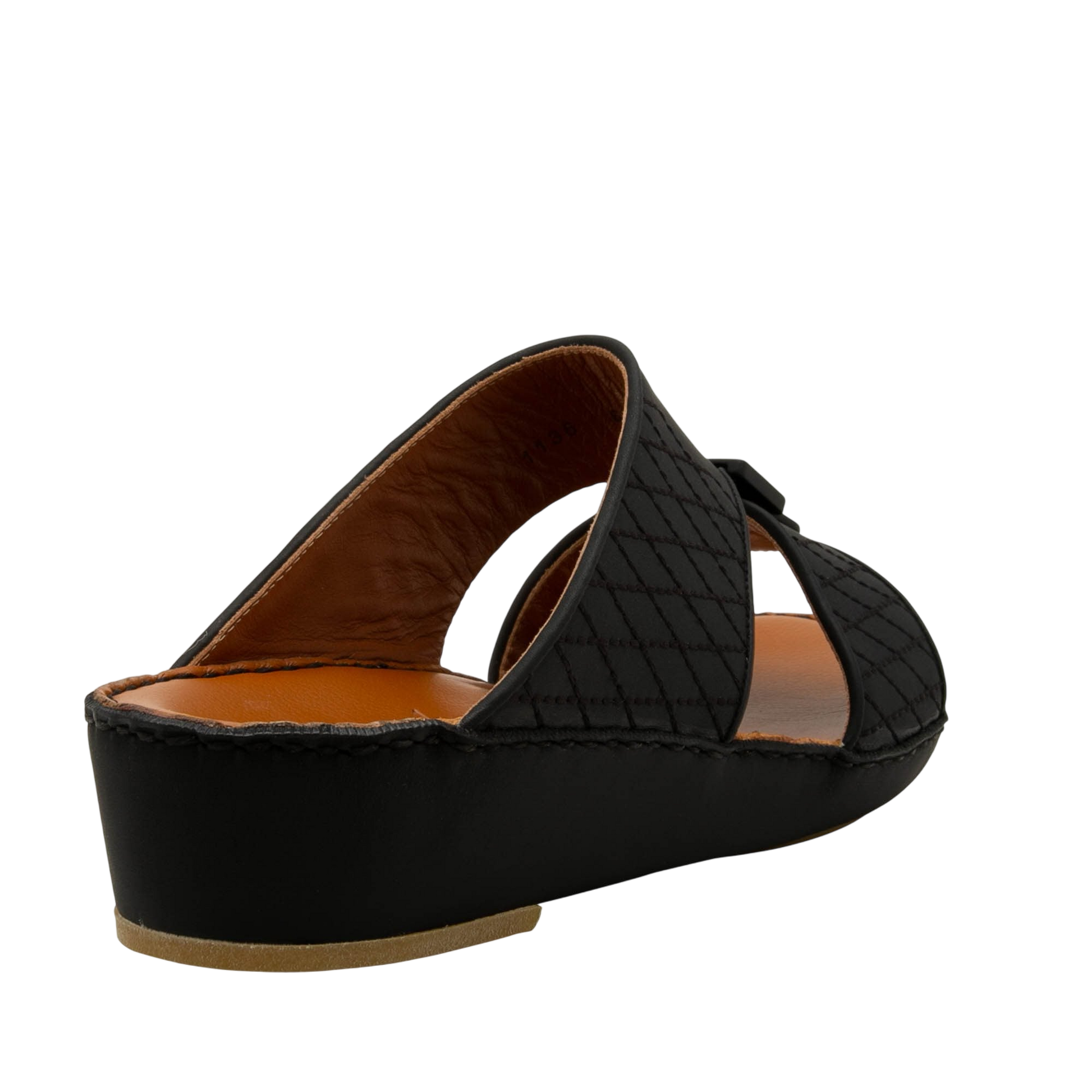 Black luxury calf leather sandals with cushioned sole and quilted design from Private Collection
