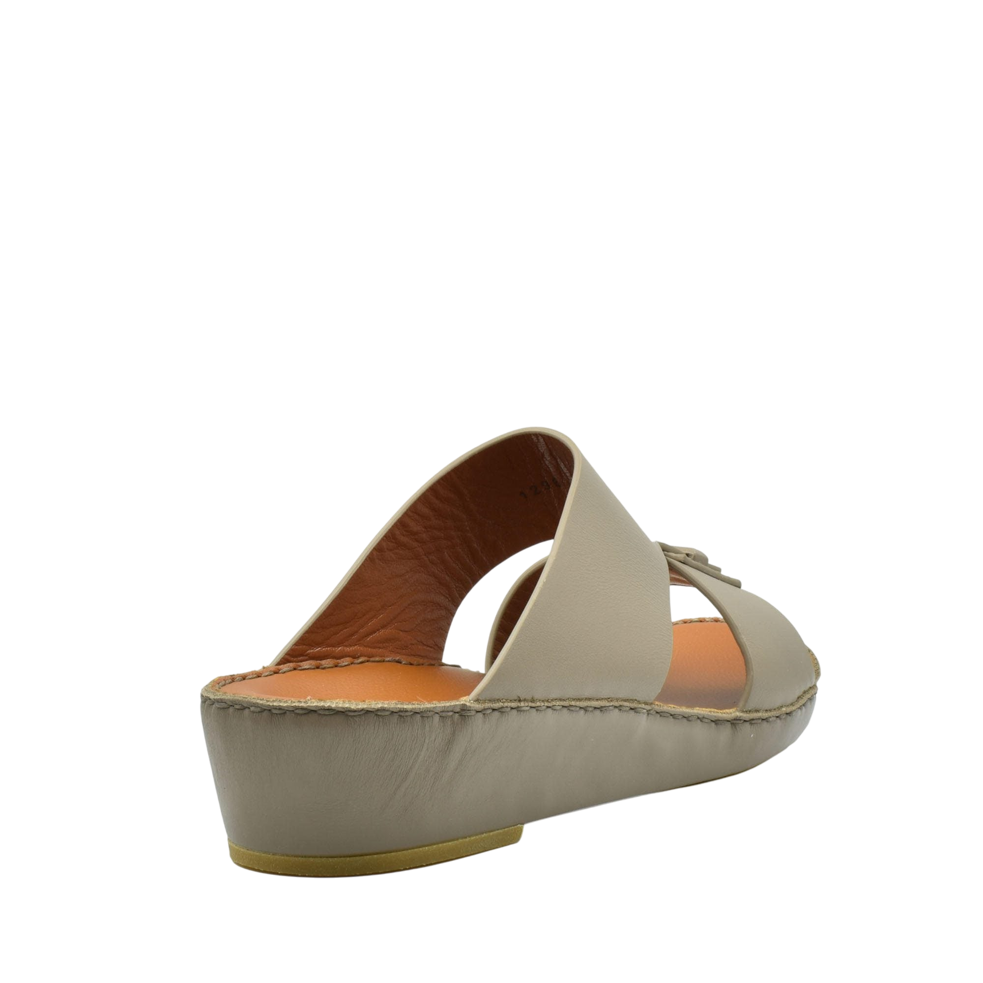 Beige slip-on luxury leather sandals with cushioned footbed and open toe design