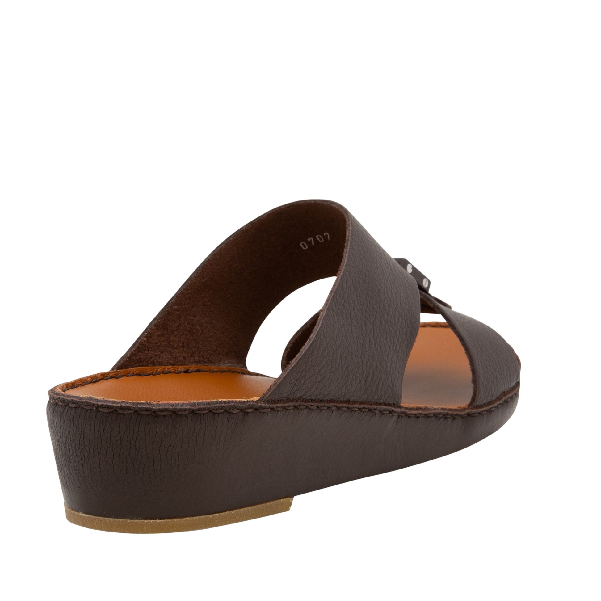 Brown luxury leather sandals with cushioned sole and open toe design from Private Collection