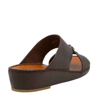 Brown luxury leather sandals with cushioned sole and open toe design from Private Collection
