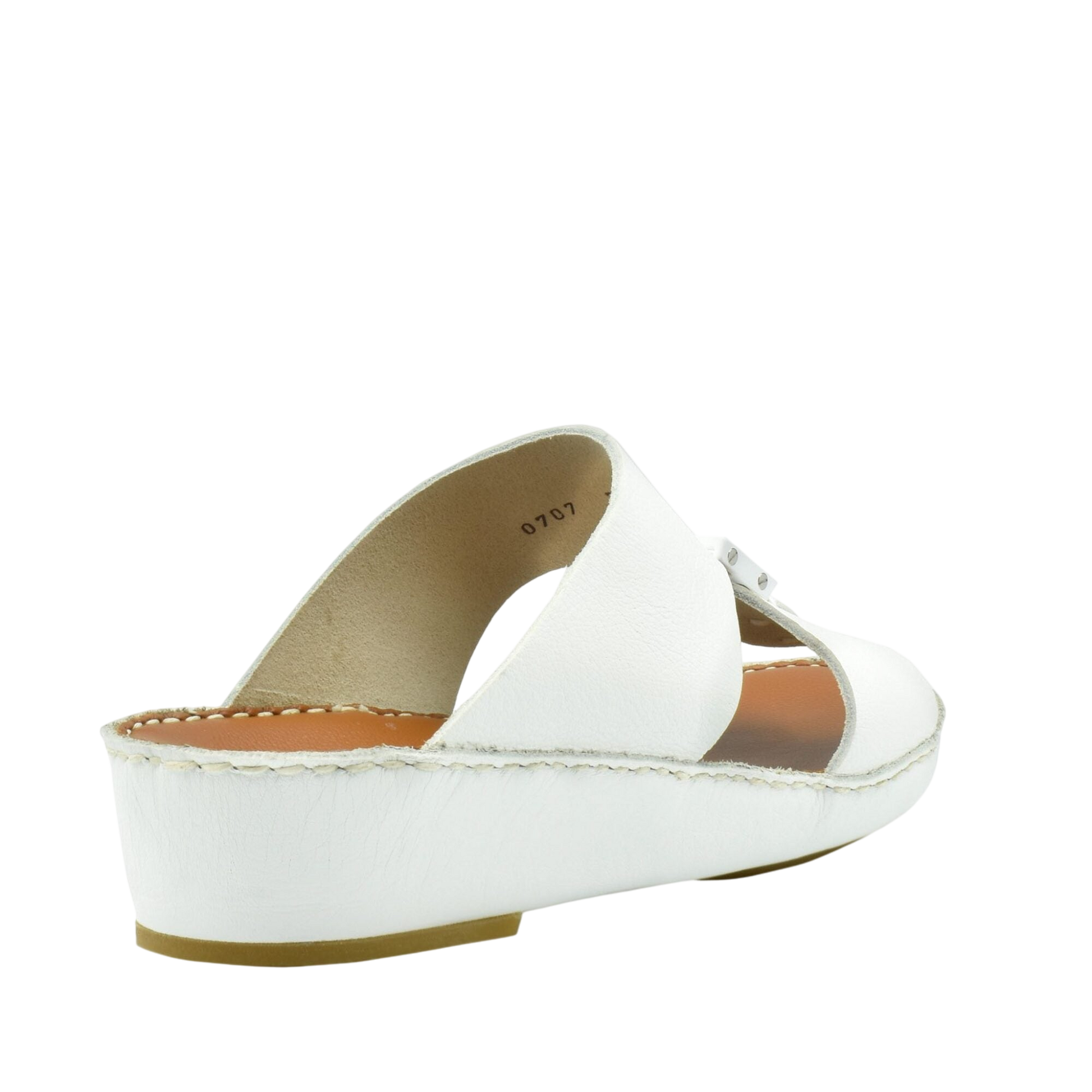 White luxury leather sandals with wedge heel and cross strap design from private collection