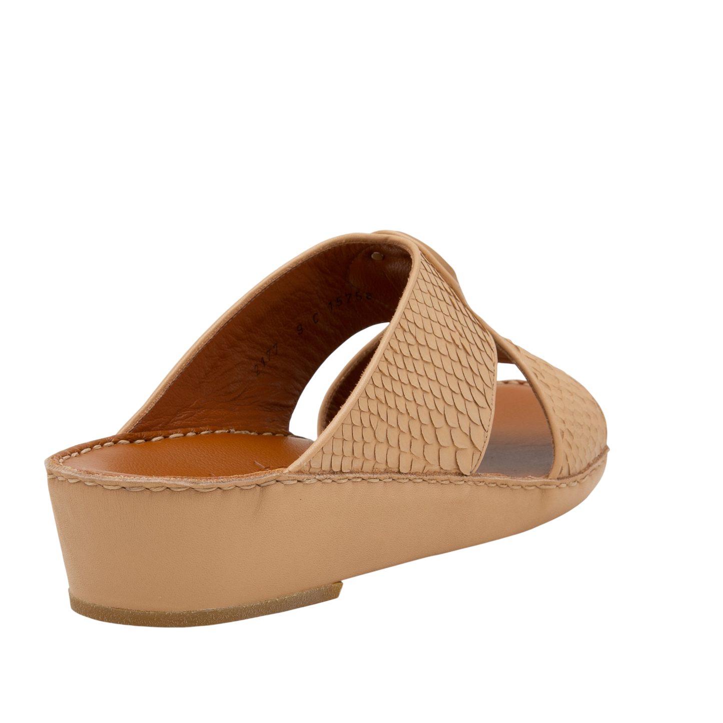 Beige luxury python sandals with open toe and low wedge heel from Private collection