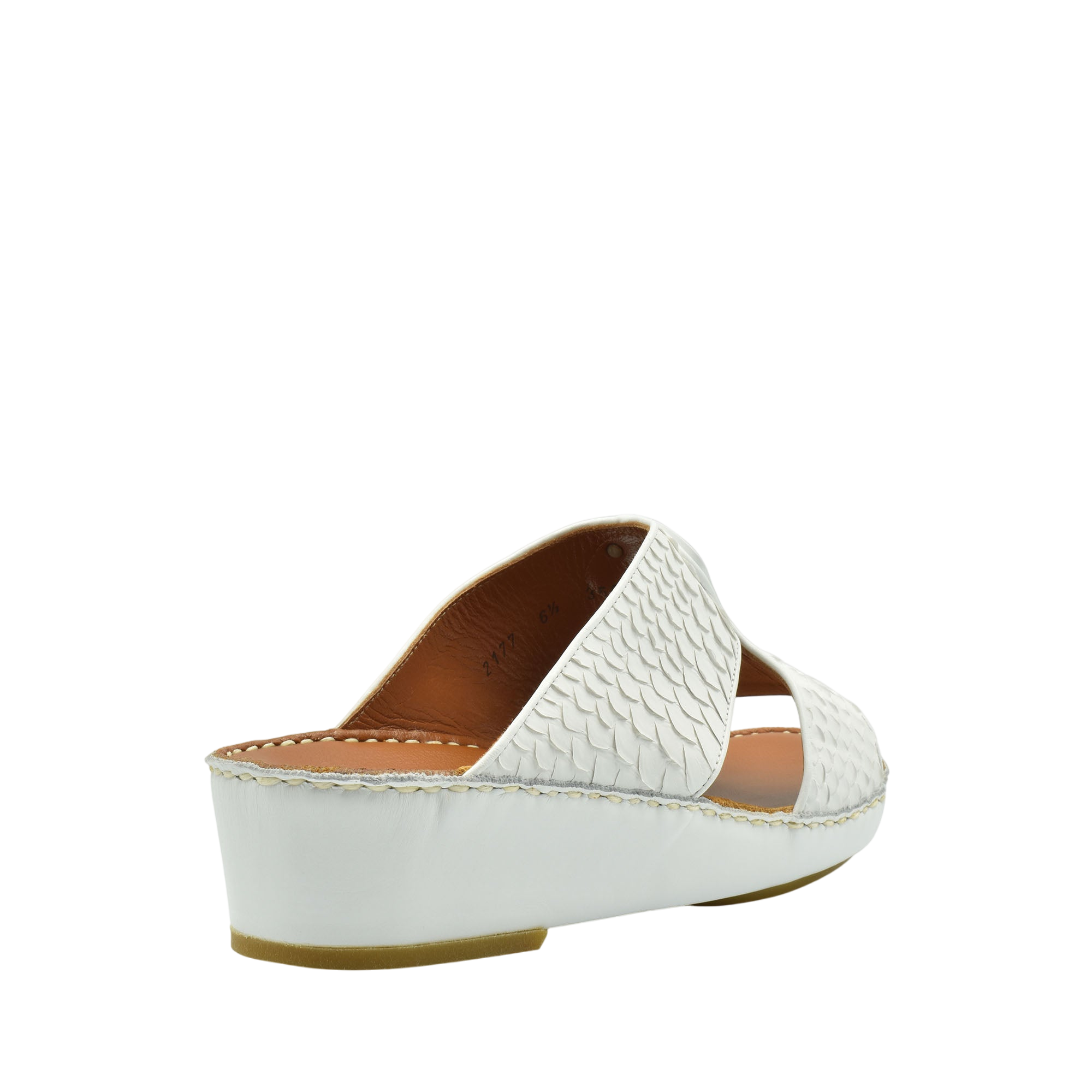 White luxury python sandals with wedge heel and textured python pattern leather straps