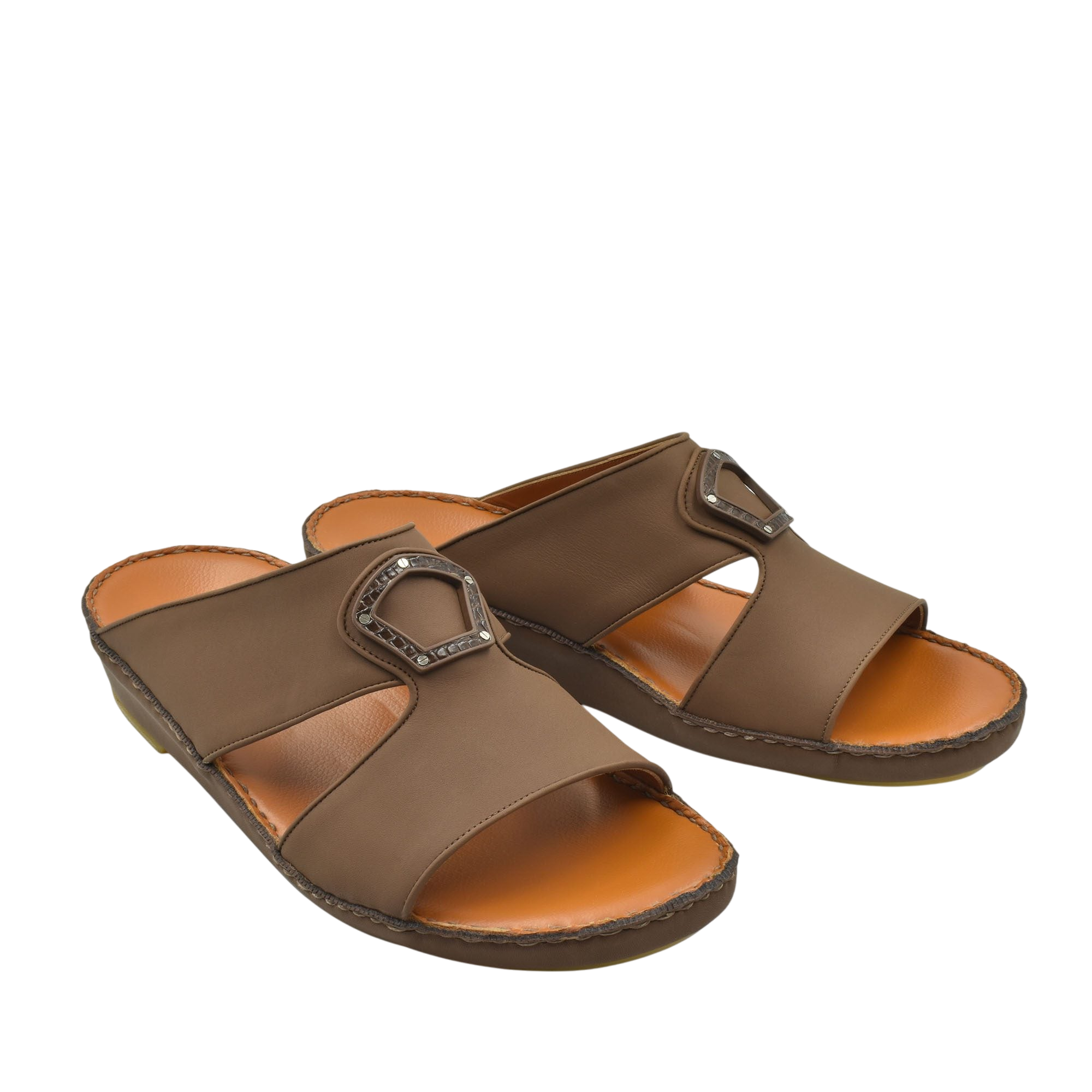 Brown Peninsula Taglio sandals with open toe and decorative buckle on side