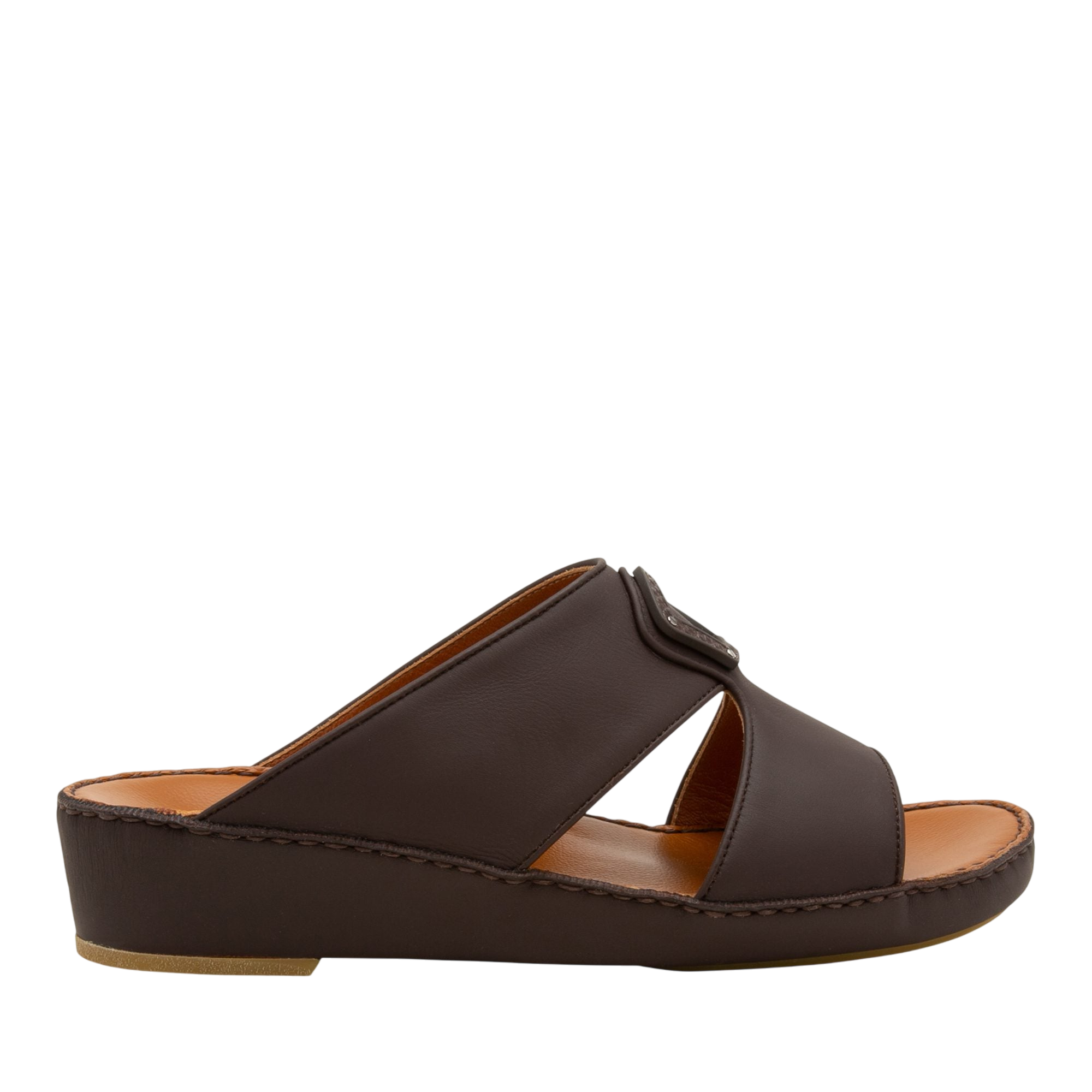 Brown Peninsula Taglio sandals with open toe and low wedge heel in leather design