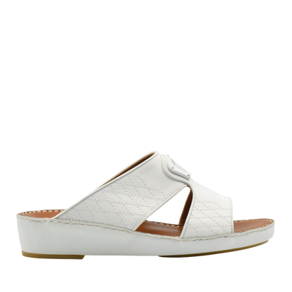 White premium slip-on sandals with quilted design and cushioned sole from Private Collection