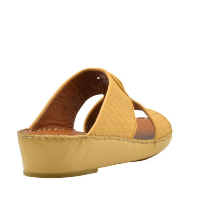 Yellow premium slip-on sandals with quilted design and cushioned sole from Private collection