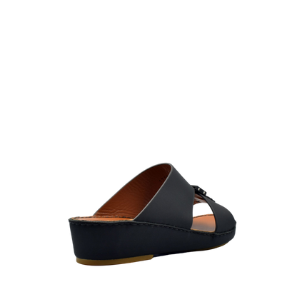 Black Private rubbercalf kids sandal with comfortable wedge sole and open-toe design