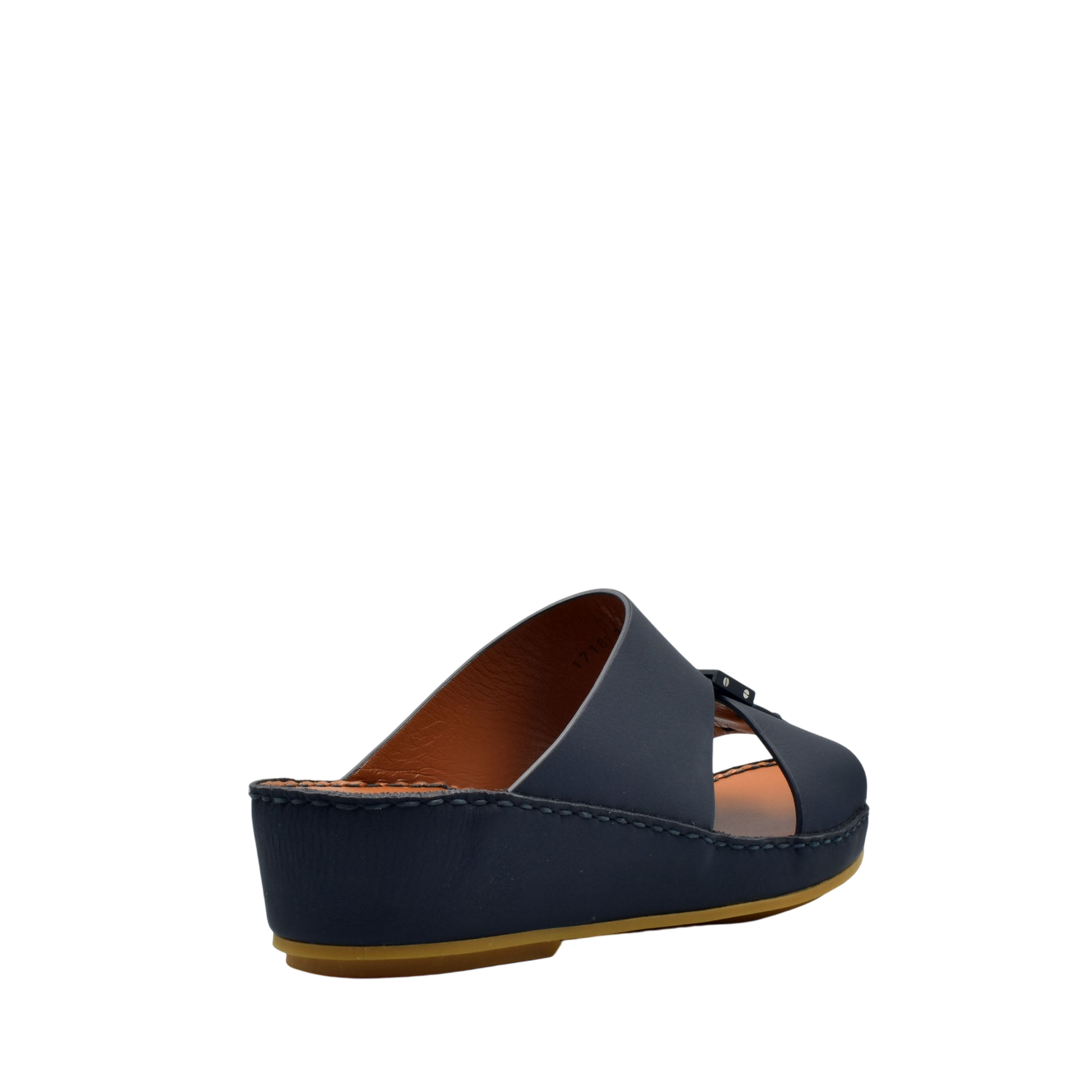 Private rubbercalf kids sandal in navy blue with open toe and slip-on wedge design