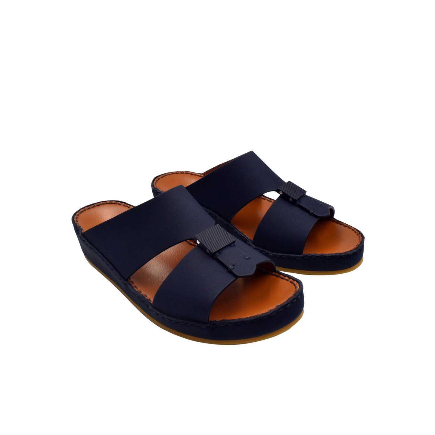 Private rubbercalf kids sandal in black with adjustable straps and cushioned brown footbed