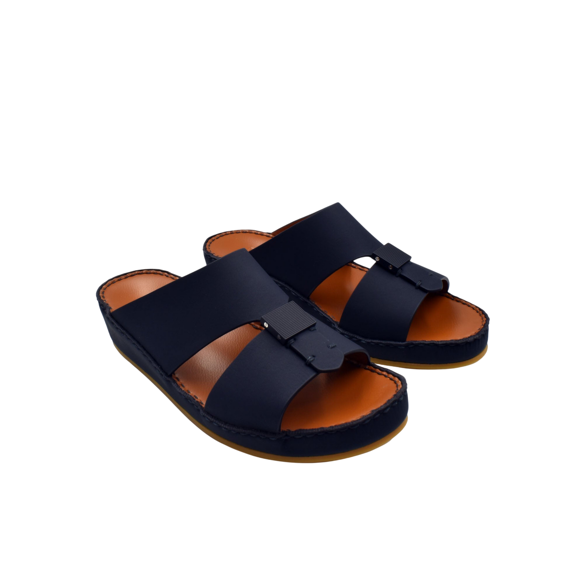 Private rubbercalf kids sandal in black with adjustable straps and cushioned brown footbed