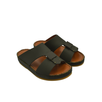 Private rubbercalf kids sandal in black with adjustable straps and cushioned brown sole