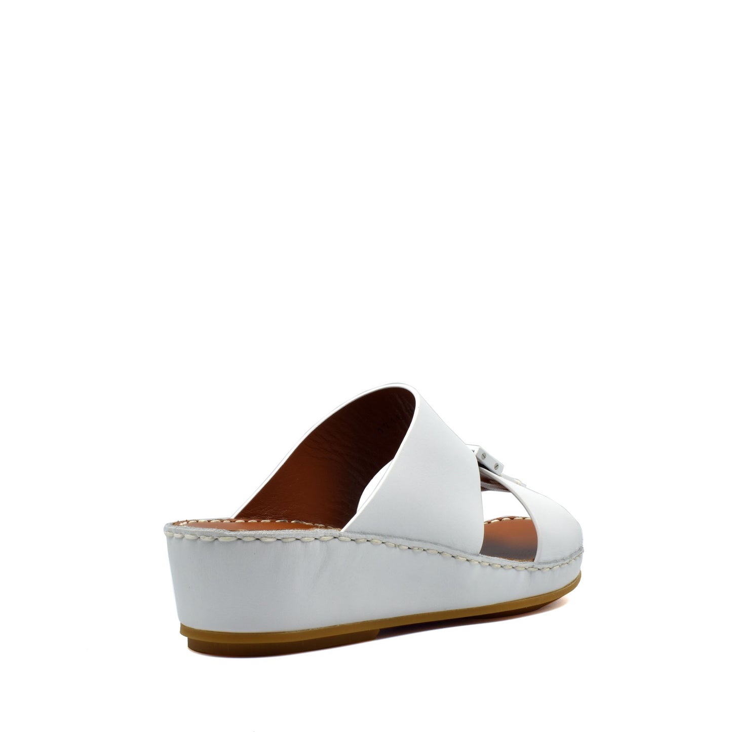 White private rubbercalf kids sandal with wedge heel and slip-on design from Private collection