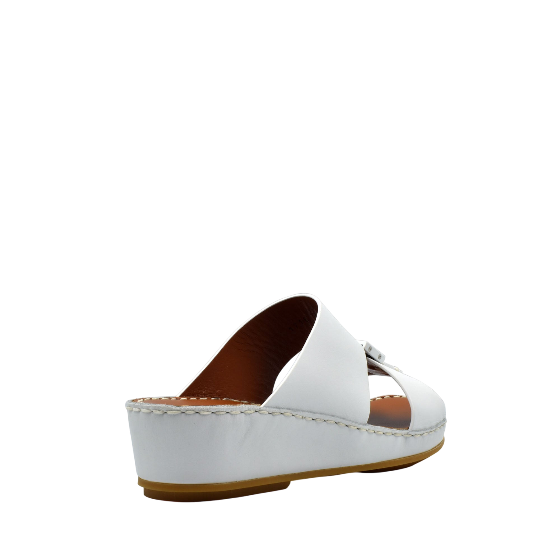 White private rubbercalf kids sandal with wedge heel and slip-on design from Private collection
