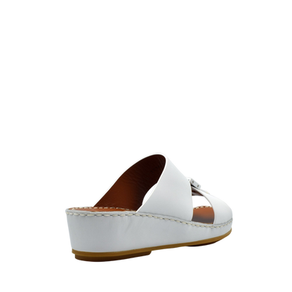 White private rubbercalf kids sandal with wedge heel and slip-on design from Private collection