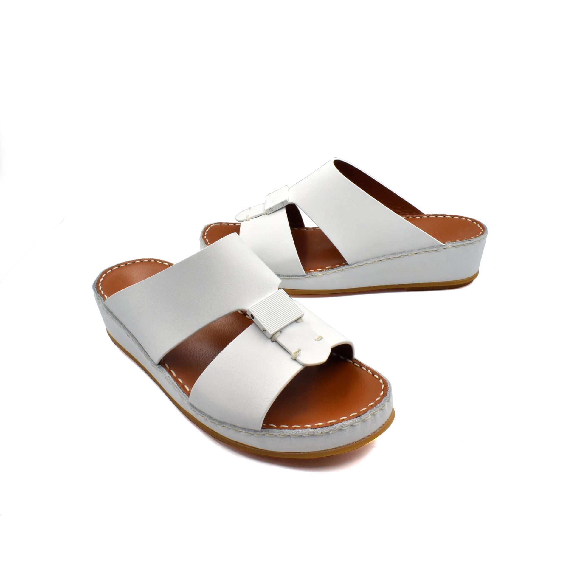 White private rubbercalf kids sandal with double straps and cushioned sole from Private collection