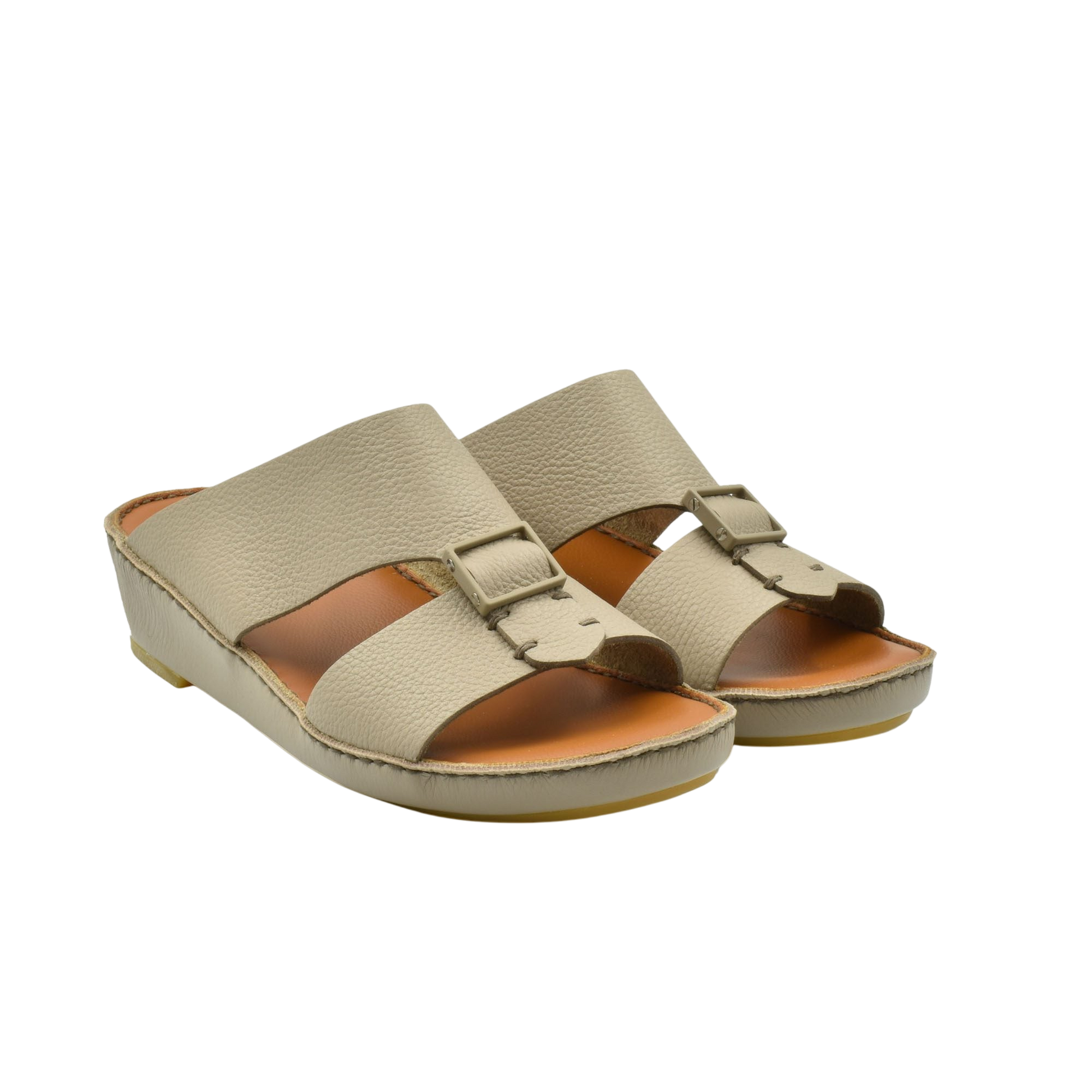 Beige classic leather sandals with adjustable straps and cushioned soles from Private Collection