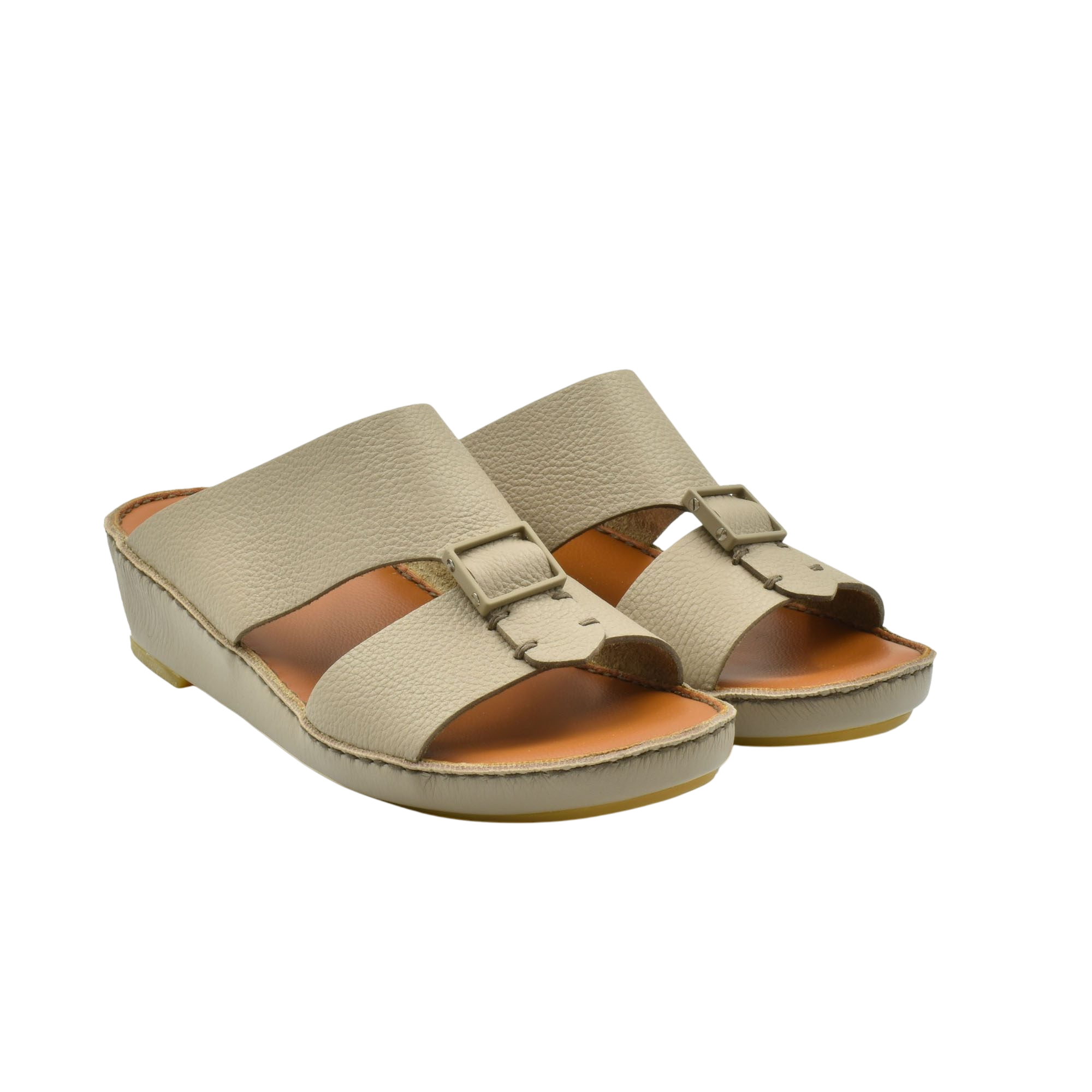 Beige classic leather sandals with adjustable straps and cushioned soles from Private Collection