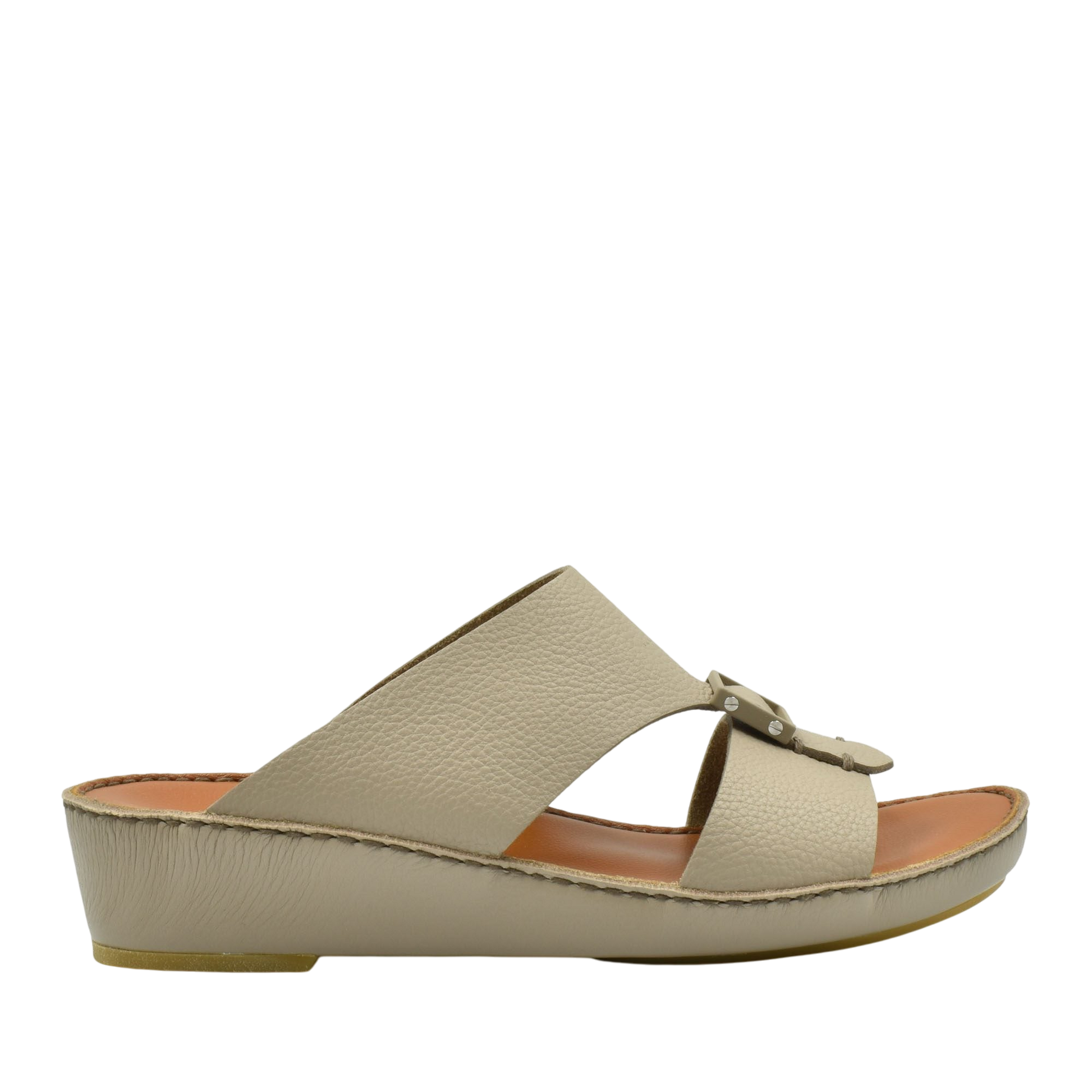 Private Collection classic leather sandals in beige with a wedge sole and open toe design