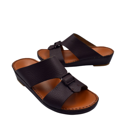 Private Collection black classic leather sandals with adjustable straps and cushioned tan insole
