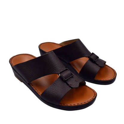 Private Collection classic leather sandals in black with open toe and adjustable buckle straps