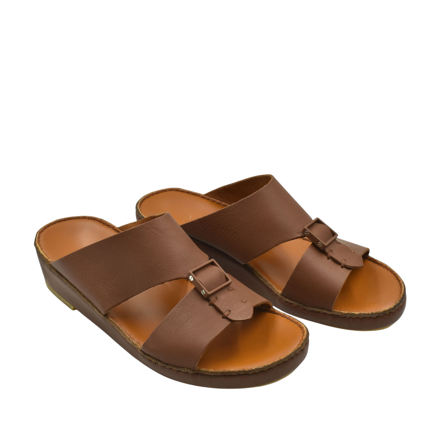 Private Collection classic leather sandals in brown with buckle detail and cushioned sole
