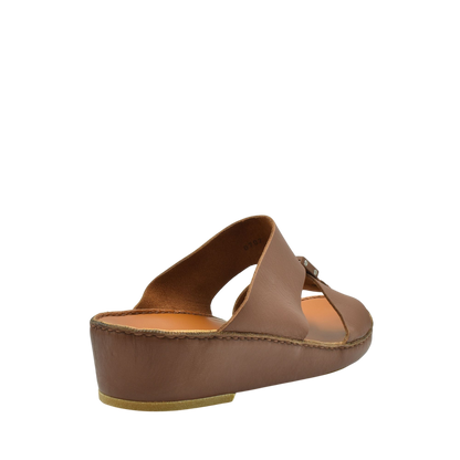 Private Collection classic leather sandals in brown with a wedge sole and open toe design
