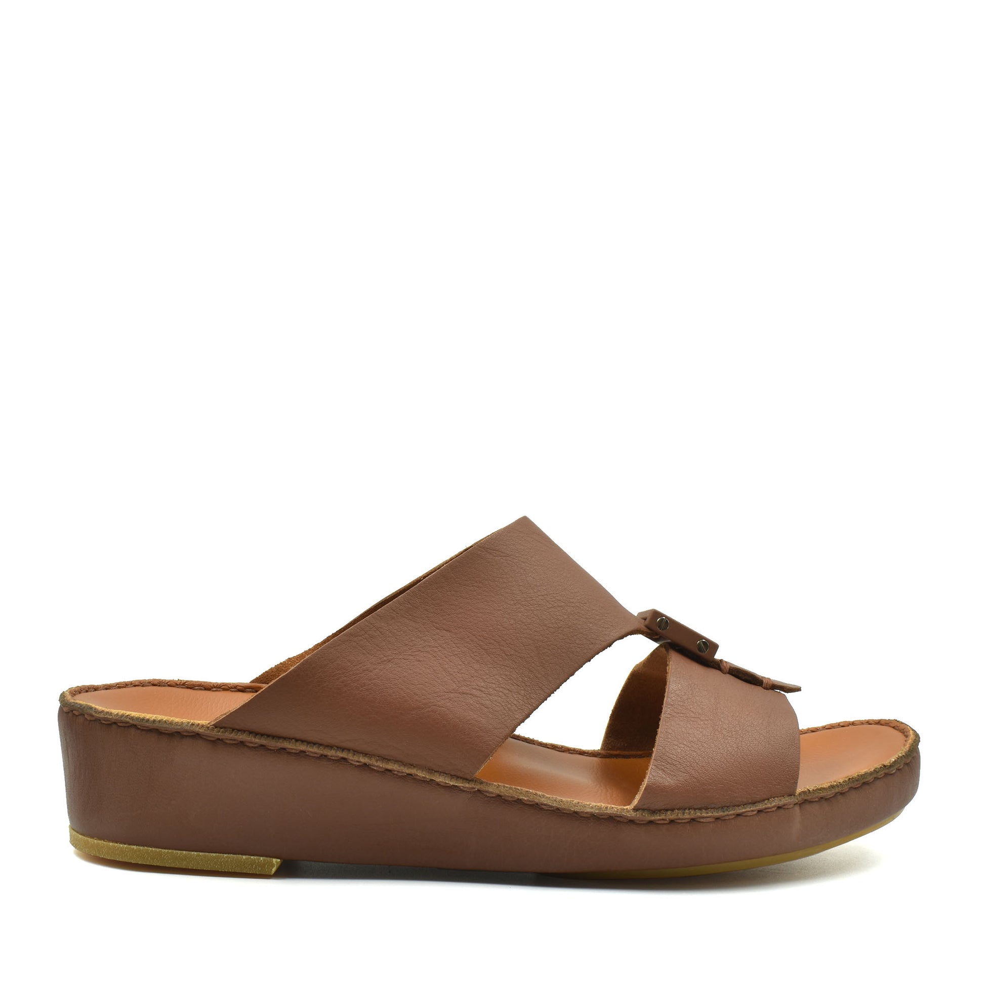Private Collection brown classic leather sandals with open toe and wedge sole for comfortable wear