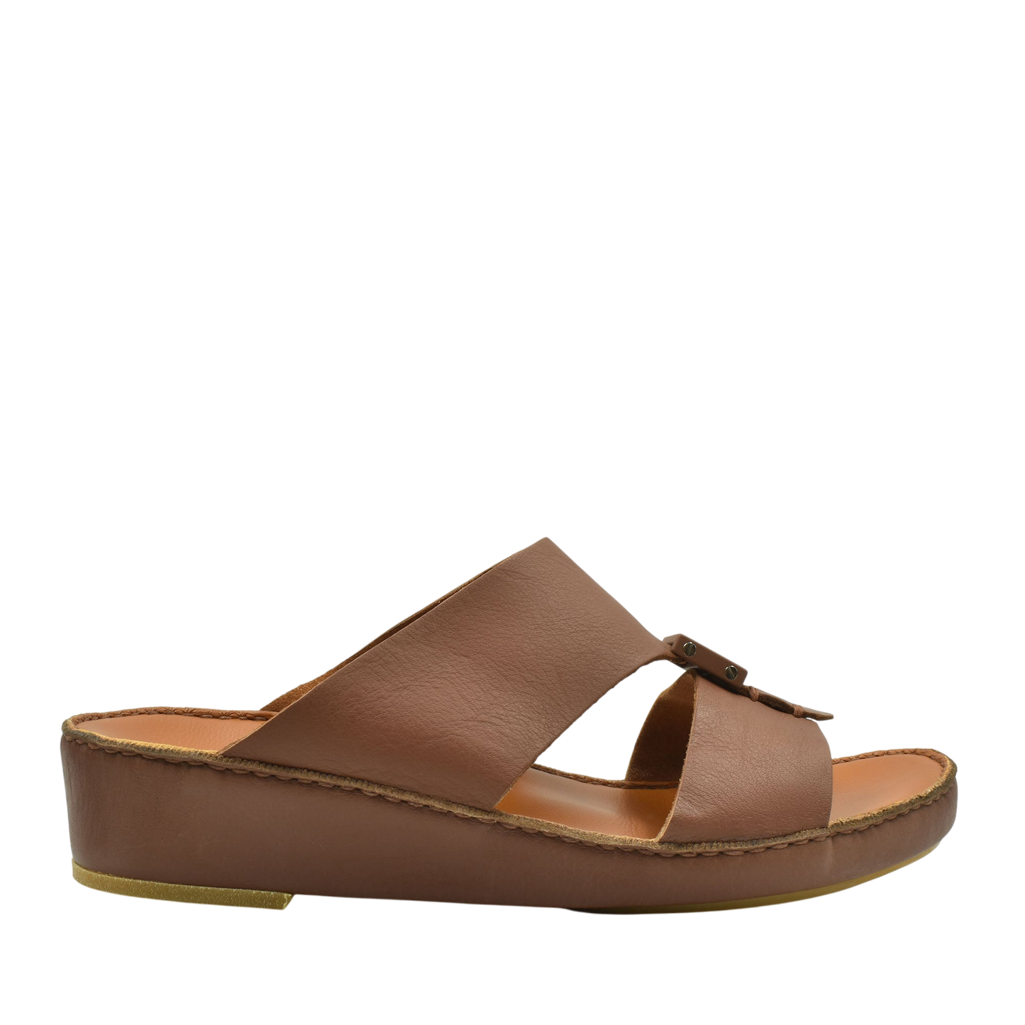 Private Collection brown classic leather sandals with open toe and wedge sole for comfortable wear