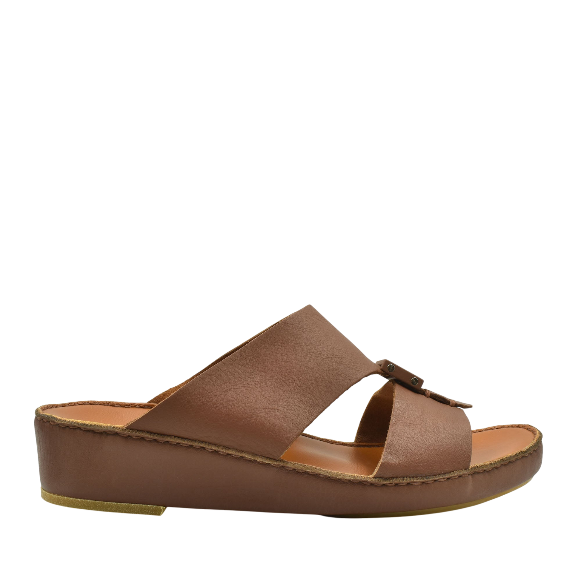 Private Collection brown classic leather sandals with open toe and wedge sole for comfortable wear