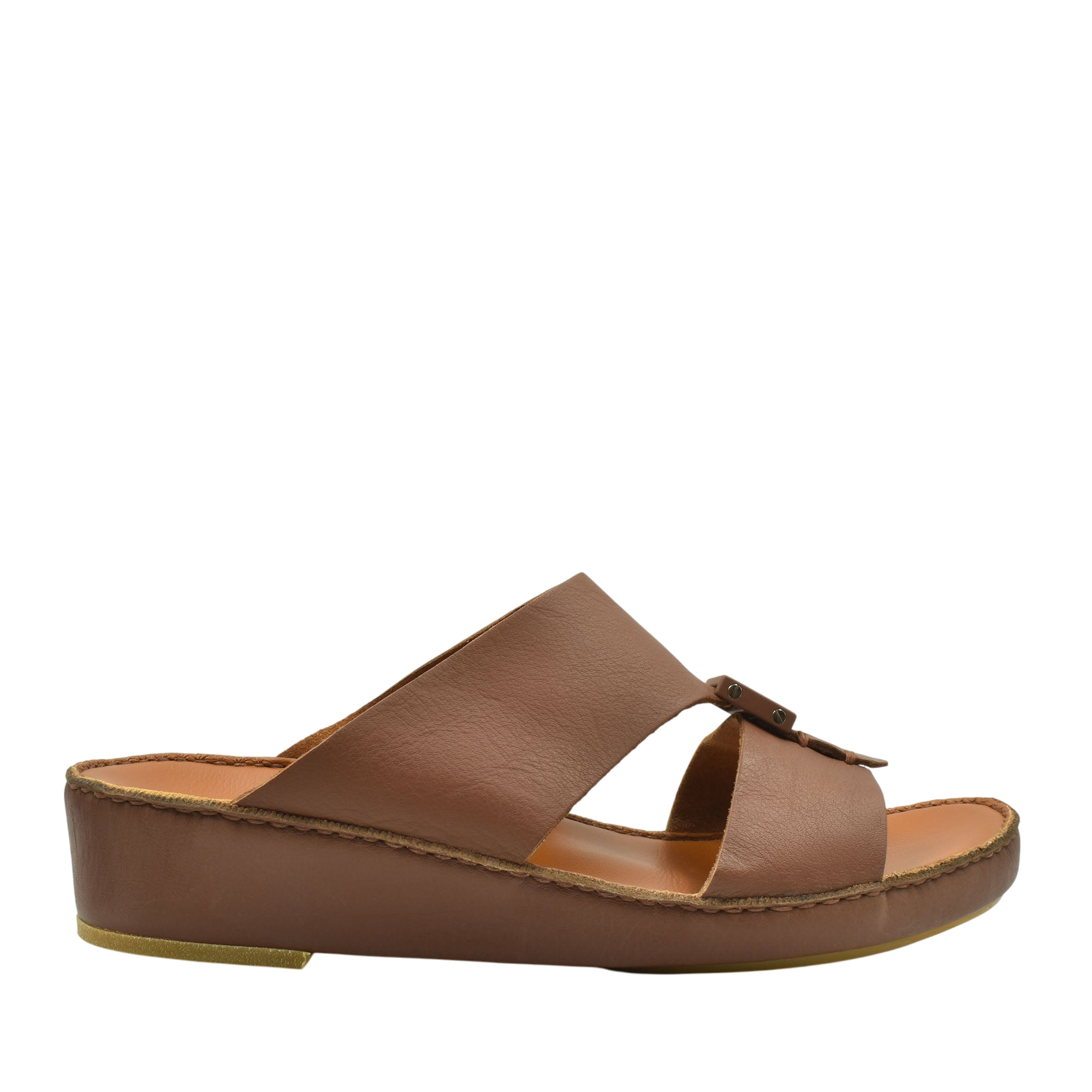 Private Collection brown classic leather sandals with open toe and wedge sole for comfortable wear