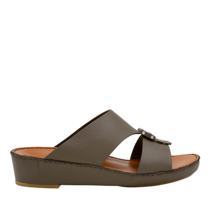 Private Collection classic leather sandals in brown with a comfortable wedge sole and wide straps