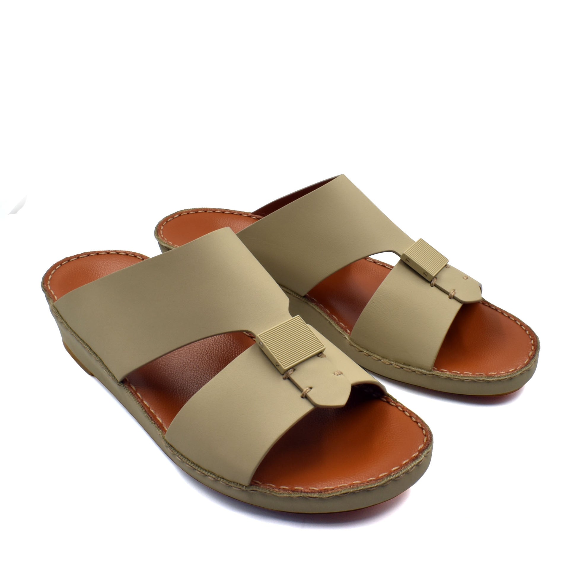 Beige Quadratura Gomato sandals with wide straps and cushioned brown footbed for comfort