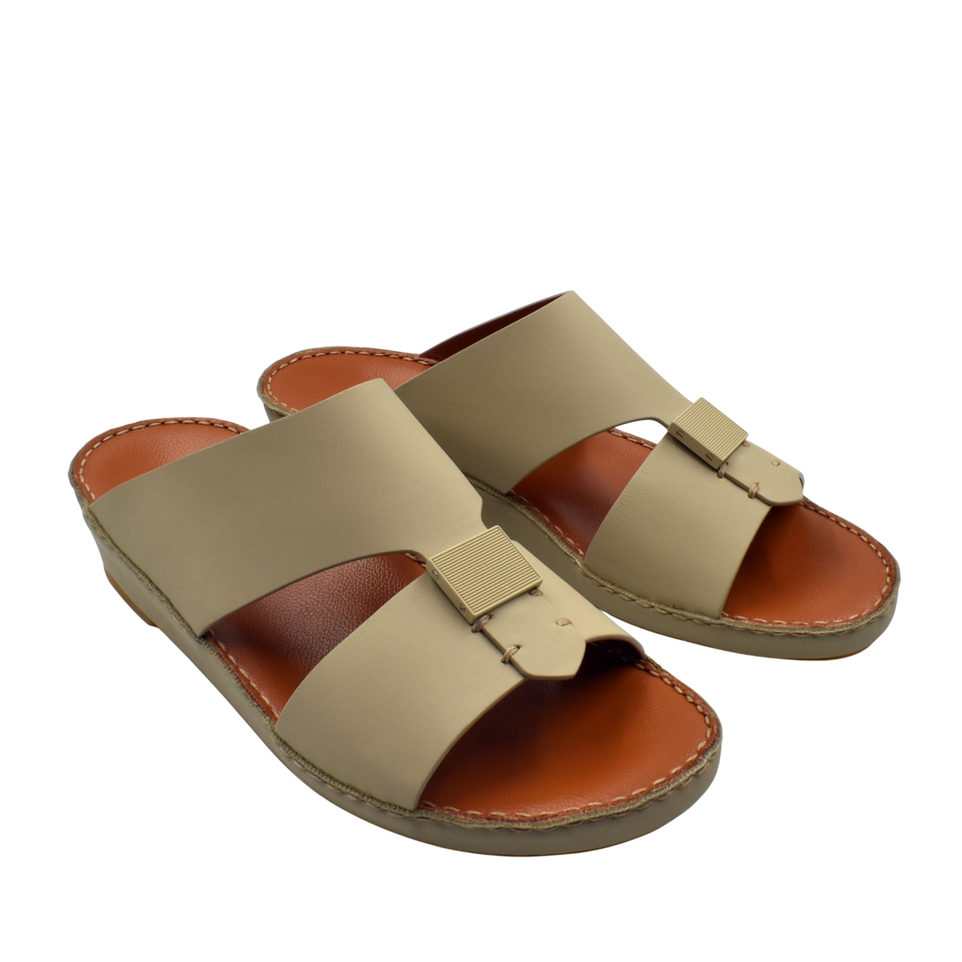 Beige Quadratura Gomato sandals with wide straps and cushioned brown footbed for comfort