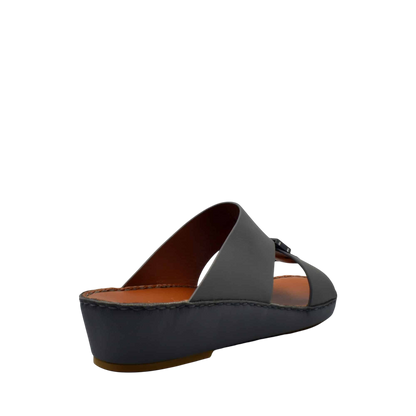 Black Quadratura Gomato sandals with wedge heel and wide leather straps from Private collection