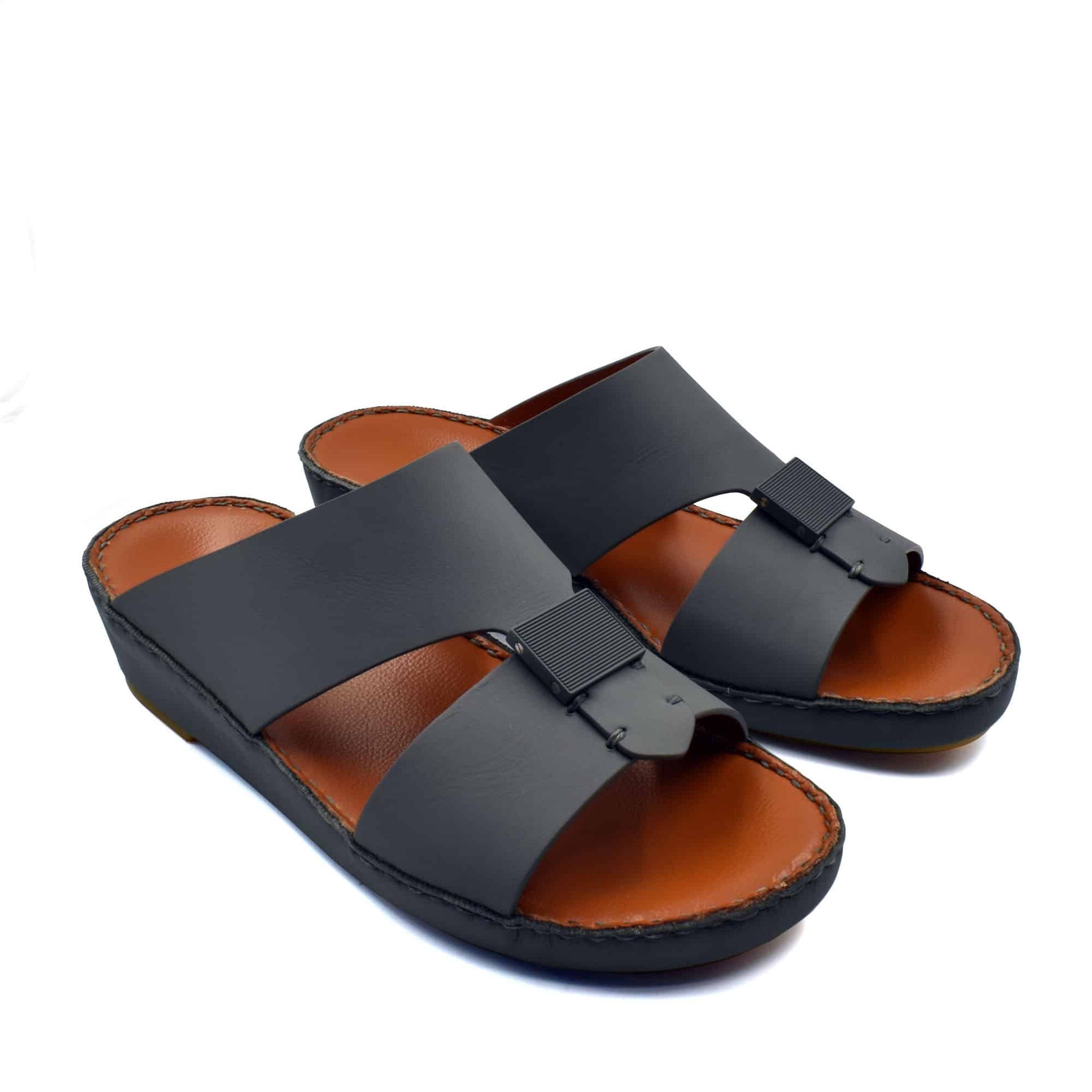 Black and brown Quadratura Gomato sandals with wide straps and cushioned sole from Private Collection