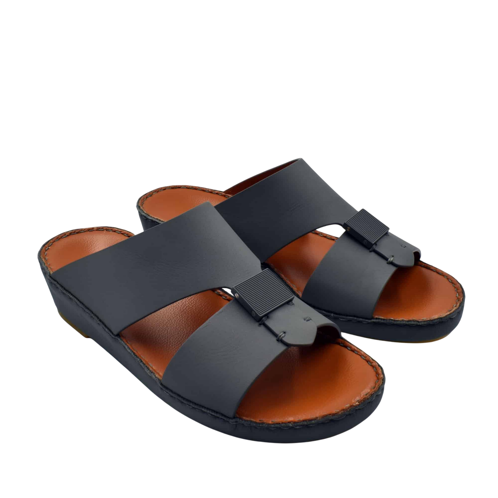 Black and brown Quadratura Gomato sandals with wide straps and cushioned sole from Private Collection