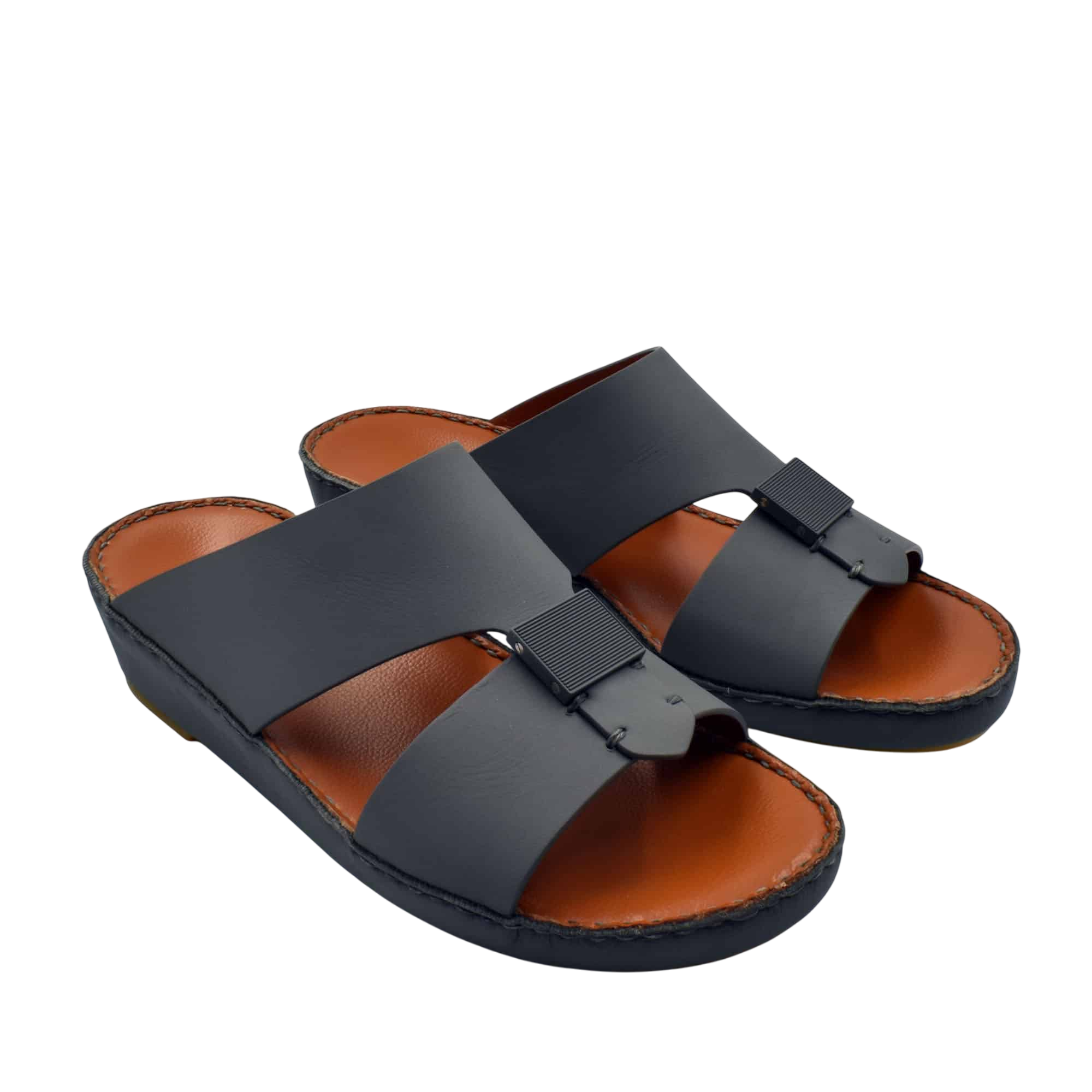 Black and brown Quadratura Gomato sandals with wide straps and cushioned sole from Private Collection