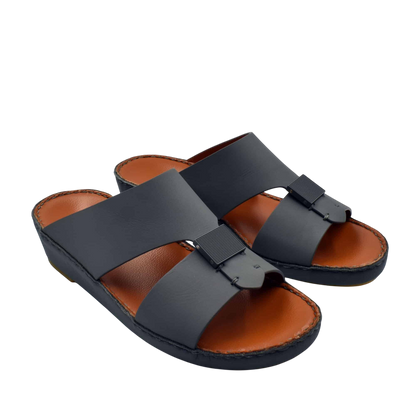 Black and brown Quadratura Gomato sandals with wide straps and cushioned sole from Private Collection