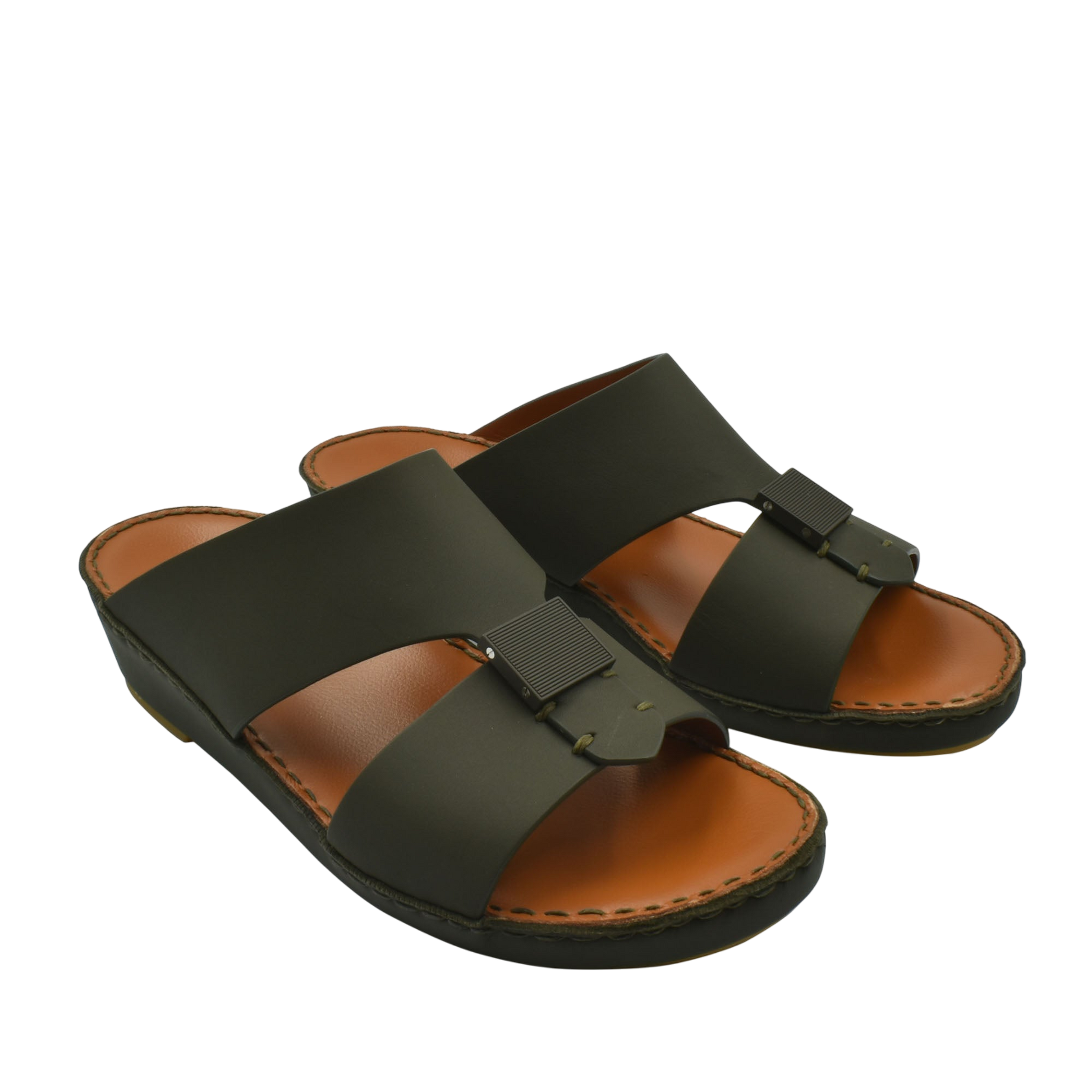 Black Quadratura Gomato sandals with wide straps and cushioned brown footbed from Private Collection