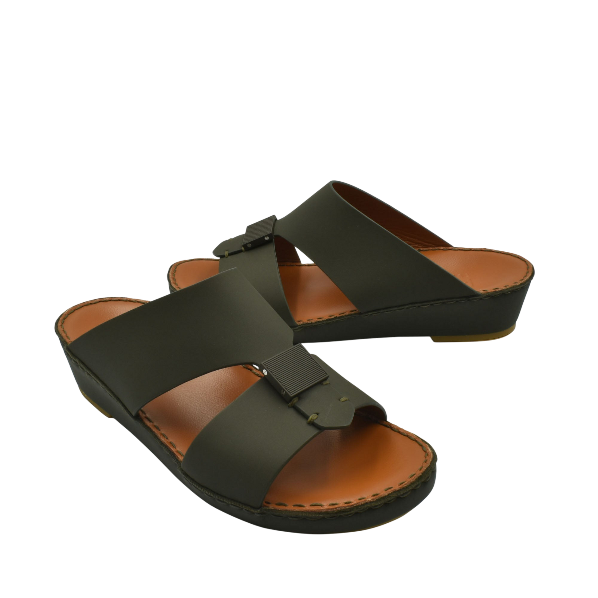 Black Quadratura Gomato sandals with adjustable straps and cushioned brown footbed for comfort