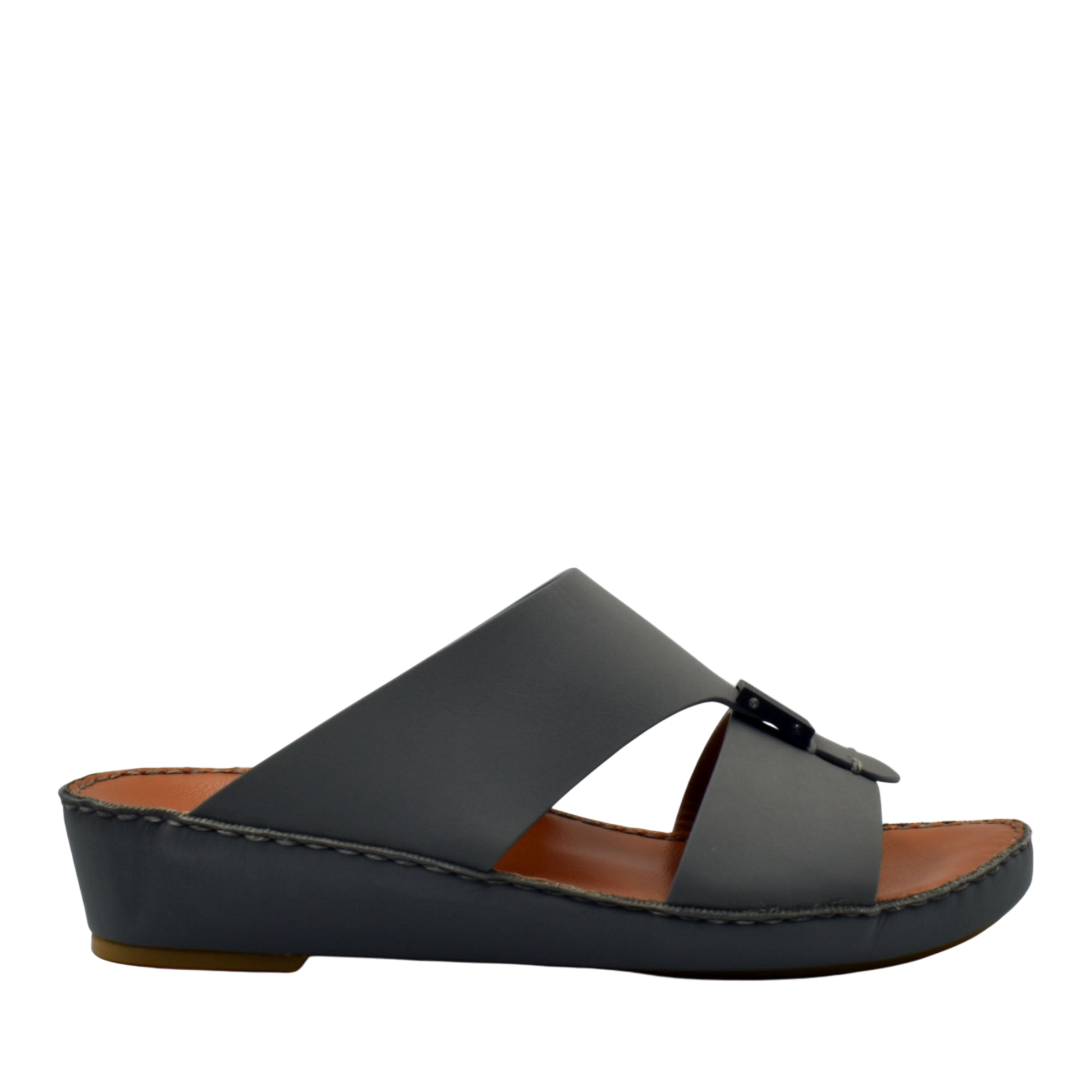 Black Quadratura Gomato slides with wide straps and cushioned brown footbed for comfort