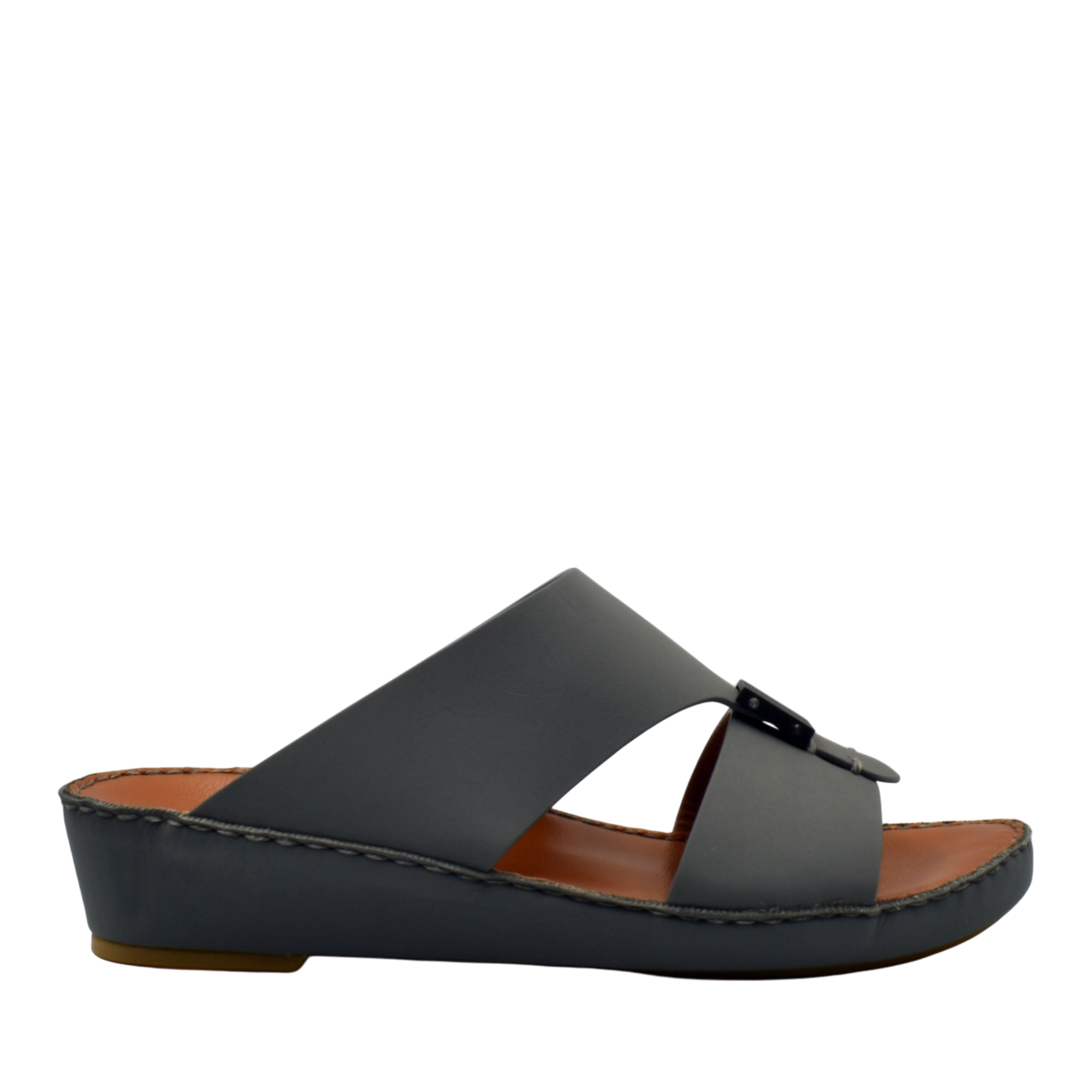 Black Quadratura Gomato slides with wide straps and cushioned brown footbed for comfort