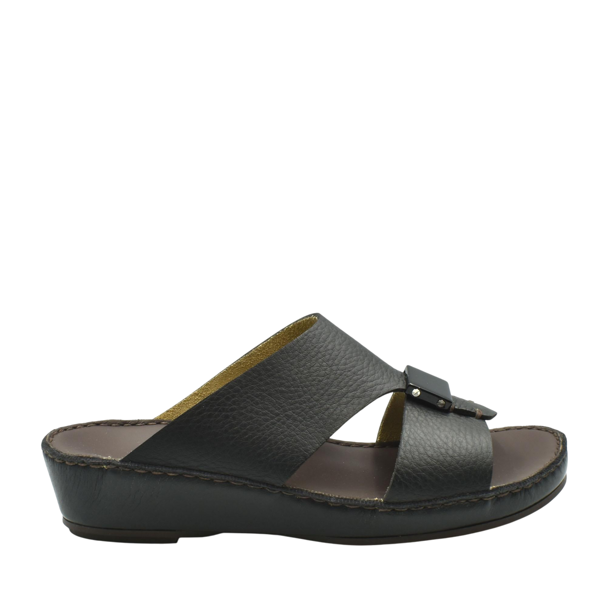 Black leather Quadratura Isola Lustre sandals with cushioned sole and buckle detail from Private collection