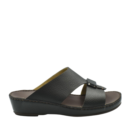 Black leather Quadratura Isola Lustre sandals with cushioned sole and buckle detail from Private collection
