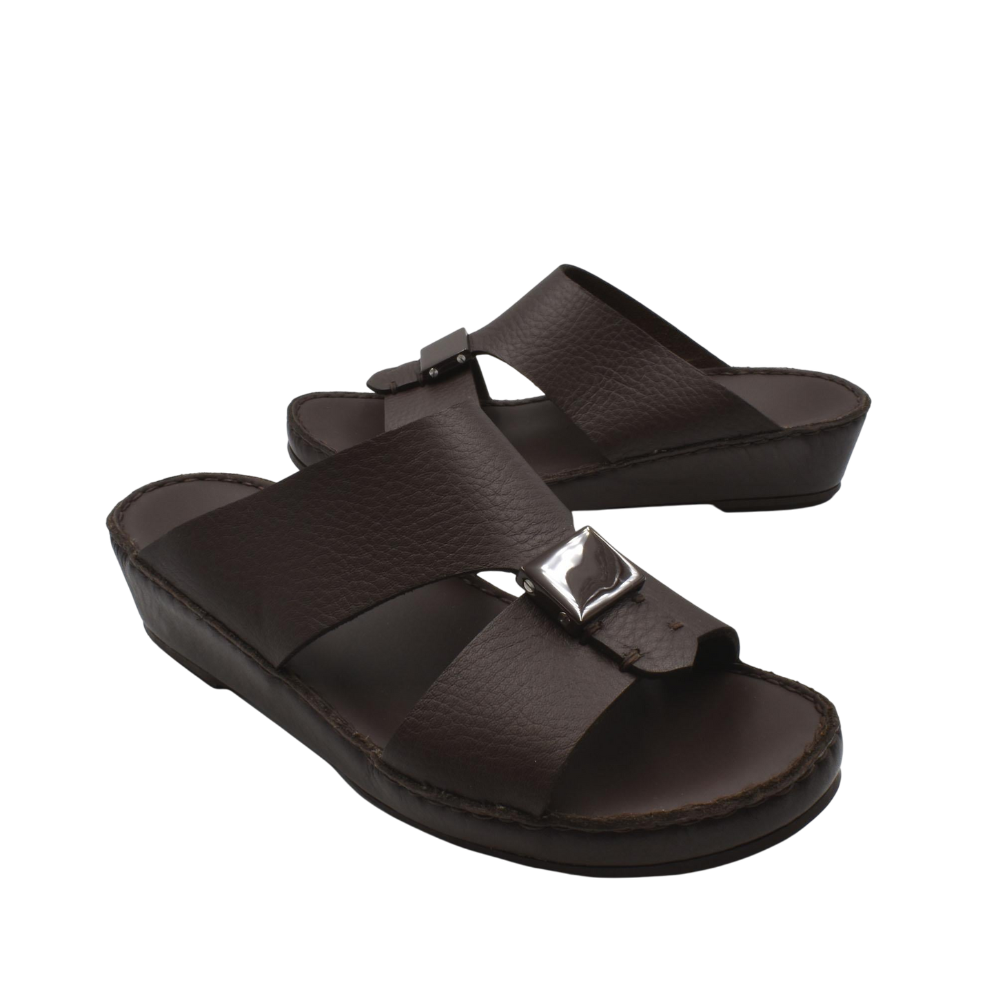 Brown leather Quadratura Isola Lustre sandals with wide straps and slightly elevated sole