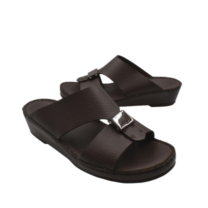 Brown leather Quadratura Isola Lustre sandals with wide straps and slightly elevated sole